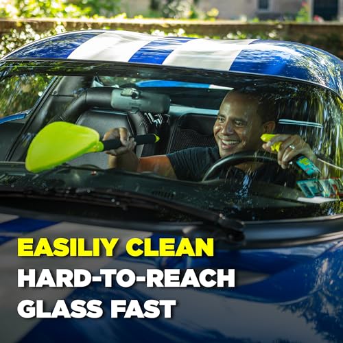 Invisible Glass 95160 Reach & Clean Windshield Cleaning Tool and Car Window Cleaner Tool for Interior and Exterior Auto Glass, Trucks, SUVs, RVs and Home Windows with 2 Microfiber Pads and Storage Bag - size: 1 Count (Pack of 1)