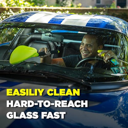 Invisible Glass 95160 Reach & Clean Windshield Cleaning Tool and Car Window Cleaner Tool for Interior and Exterior Auto Glass, Trucks, SUVs, RVs and Home Windows with 2 Microfiber Pads and Storage Bag - size: 1 Count (Pack of 1)