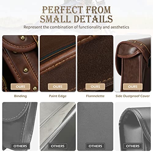 NICECNC Motorcycle Saddle Bags, PU leather Motorcycle Saddlebags with Cup Holder, Reinforced Straps & Saddle Piece, Throw Over Side Accessories Bags, Brown - size: 25L-Brown1