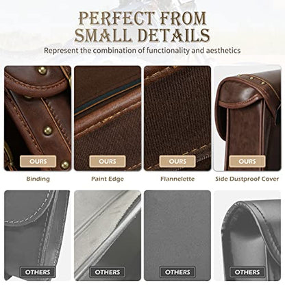NICECNC Motorcycle Saddle Bags, PU leather Motorcycle Saddlebags with Cup Holder, Reinforced Straps & Saddle Piece, Throw Over Side Accessories Bags, Brown - size: 25L-Brown1