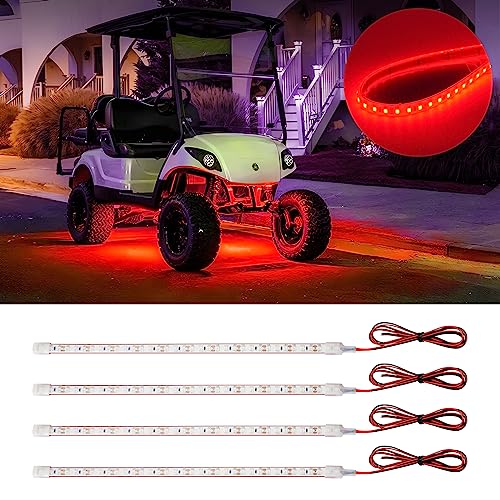 DUOFU365 Car Led Strip Lights, Golf Cart Lights, 12V LED Strip Light for Truck Car Motorcycle Boat Marine RV Golf Cart Truck Trailer Cargo Home Led Strip Red,12inch(Pack of 4) - color: Red, size: 12 inch