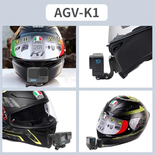 AGV K1S Chin Mount Kits Made for K1 S Helmet Camera Mount Kit Carbon Fiber Load Bearing Patch Adjustable Camera Bracket Compatible with GoPro Hero Ins360 DJI Action Cams (Aluminum Alloy Base)