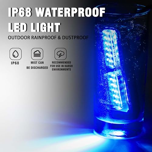 WINECO 8PCS LED Strobe Lights 12V Sync Feature Blue 12LED Emergency Hazard Warning Lights with Strobe Controller for Trucks Vehicles ATV RV Cars Van - color: Blue