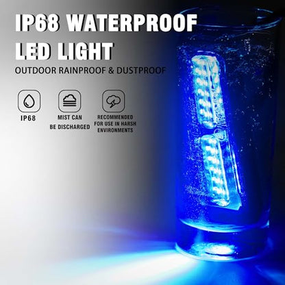 WINECO 8PCS LED Strobe Lights 12V Sync Feature Blue 12LED Emergency Hazard Warning Lights with Strobe Controller for Trucks Vehicles ATV RV Cars Van - color: Blue