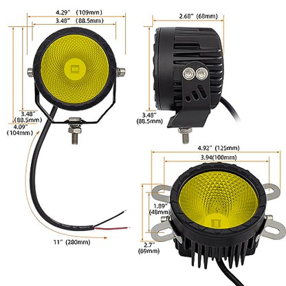 STDYSUN Round LED Offroad Driving Fog Lights Pod Lights 2Pcs 3.5Inch Flood Beam Motorcycle Fog Lights Work Auxiliary Lights Ditch Bumper Lights fit for Car Truck ATV UTV Motorcycle Golf Pick-up,black - size: Round Yellow Flood