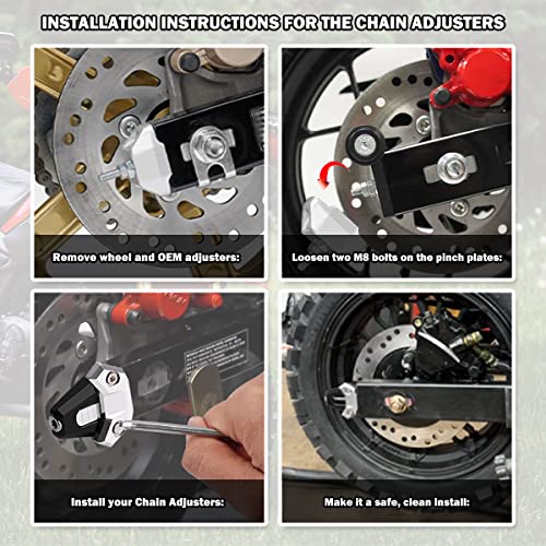 Canitu 2Pcs Black Swingarm Tensioner Axle Adjusters, Billet Aluminum Motorcycle Rear Axle Chain Spool Mods Chain Adjusters Adjusting Tool for Honda Grom 125 2014-2021 - color: BLACK