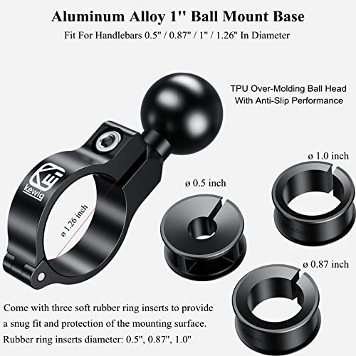 BRCOVAN 2 Pack, Aluminum Alloy Handlebar Mount Base with 1'' TPU Ball | Compatible with RAM Mounts B Size 1 Inch Ball Double Socket Arm, for Round Rail Diameter 0.5'' 0.87'' 1'' 1.125'' 1.26'' - style: R3-Set of 2