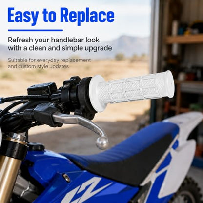 1Pair White Grips, 22mm 7/8" Dirt Bike Grips Scooter Grips Handlebar Hand Grips for Motorcycle, Mini Bike, Dirt Bike, Pit Bike Handlebar Pro Taper Grips Dirtbike - color: White