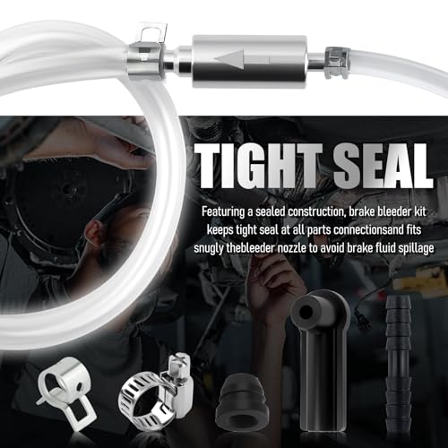 Brake Fluid Bleeder Kit for Motorcycle & Car Brakes System Bleeding | Brake Bleeder Kit Includes Brake Bleeder Hose One Way Check Valve,Screw,100ml Syringe,Hose,Adapters,Clamps
