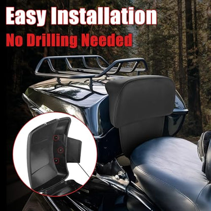 Goldfire Rear Trunk Backrest Pad Razor Chopped Backrest Pad Tour Pack Backrest Pad Fit for Harley Touring Models 2014-2025 Road King Street Glide Electra Glide, Black - color: Black