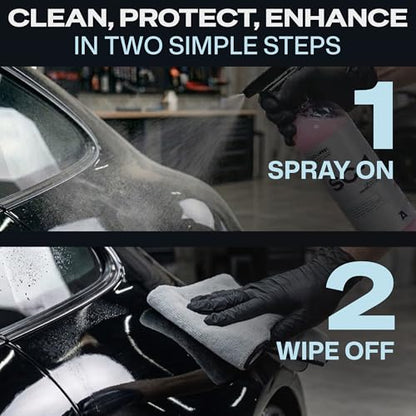 Atomeris™ SC-1 Waterless Car Wash Spray - Ceramic Detail Spray - 16.9 Fl Oz - High Gloss Car Wax and Ceramic Coating, Hydrophobic SiO2 Infused Paint Protection & Motorcycle Cleaner