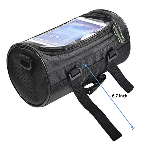 Oranlife Bike Handlebar Bag, Waterproof Phone Cycling Mount Front Bags, Bicycle Storage Bag with Removable Shoulder Strap, 6 inch Transparent Pouch, Best Gift