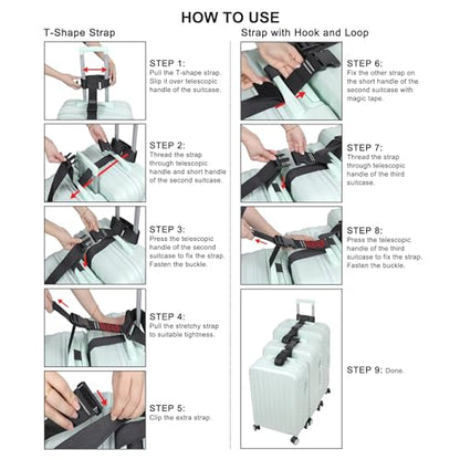 Vigorport Luggage Connector, Straps for Suitcase, Add A Bag Adjustable Attachment Accessories 2" Endless for Connect Your 3 Luggage Together-2 Pack (XXLarge) - size: 2''W XX-Large