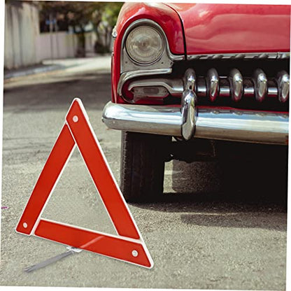 KOMBIUDA 2Pcs Auto Warning Triangle Compact Car Safety Tool Road Emergency Sign Reflective Warning Triangle for Vehicles Easy to Use Store