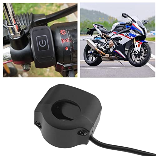 Motorcycle Handlebar Switch 22mm 7/8 Inch Handlebar Headlight Control Push Button Switch Waterproof 12V On/Off Switch with White LED Indicator