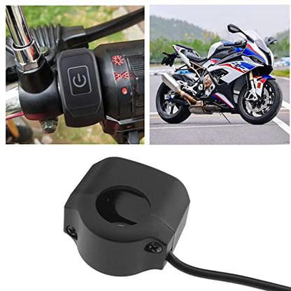 Motorcycle Handlebar Switch 22mm 7/8 Inch Handlebar Headlight Control Push Button Switch Waterproof 12V On/Off Switch with White LED Indicator