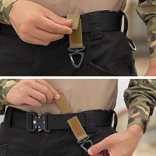 Azarxis Tactical Molle Key Ring Gear Clip Keychain Keeper Belt Hanging 360 Degrees Rotate Hook Holder - color: #03 Black - 4 Pack