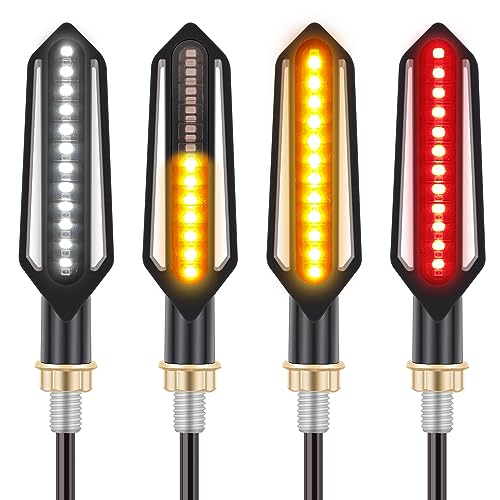 Kinstecks 4PCS Motorcycle Indicators Flowing Turn Signal Lights Motorbike Turning Indicators Daytime Running Lights Brake Lights 12V for Motorcycle Motorbike Scooter Quad Cruiser Off Road