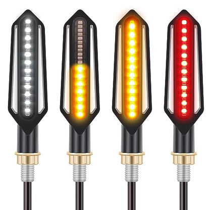 Kinstecks 4PCS Motorcycle Indicators Flowing Turn Signal Lights Motorbike Turning Indicators Daytime Running Lights Brake Lights 12V for Motorcycle Motorbike Scooter Quad Cruiser Off Road