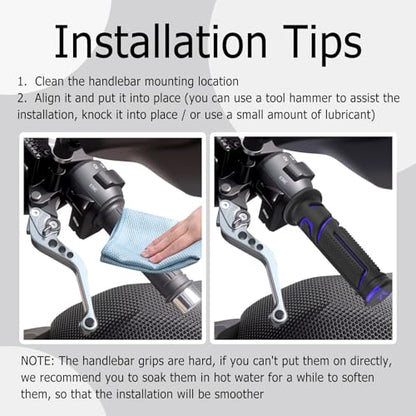 Cool Anti-Slip Dirt Bike Grips,ID 24mm 1" & 22mm 7/8" Motorcycle Grips Kit with Two-Colour Design,Universal Handlebar Grip Dirt Bike Accessories for Most Motocross ATV (Blue) - color: Blue