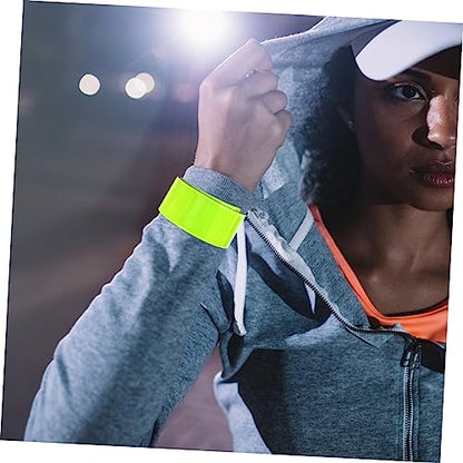 6pcs High Vis Reflective Armband Snap Band Wrist Straps for Biking Sports Riding Safety Band for Ages Random Color
