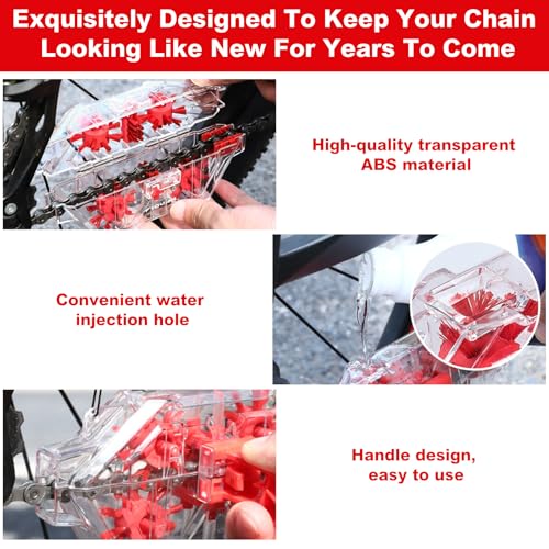 DKE&YMQ Bike Chain Cleaner Kit - Transparent bicycle chain cleaner with large and small brush tool, Deep clean chain machine for mountain and road bikes