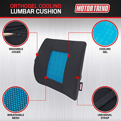 Motor Trend Cooling Car Lumbar Support Cushion - Made with Memory Foam for Maximum Coccyx Comfort & Back Tailbone Pain Relief, Ideal for Car and Office Chairs (MTCG-100) - style: Lumbar Support