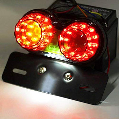 40W 40-LED Motorcycle Tail Light Integrated Driving&Brake Light Turn Signal Lamp With License Plate Bracket for Harley Honda Yamaha Suzuki Kawasaki (Black)