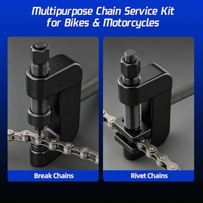 13PCS Motorcycle Chain Breaker Kit, Chain Removal Cutter Riveter Tool Set for 35-630 Chains with Storage Case (Red)