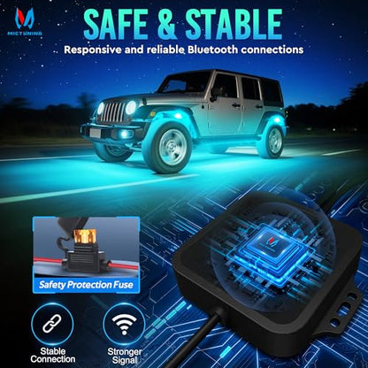 MICTUNING C1 16 Pods RGBW LED Rock Lights - Multicolor Underglow Neon Light Kit with Bluetooth Controller, APP Control - size: 16 Pod Lights Kit