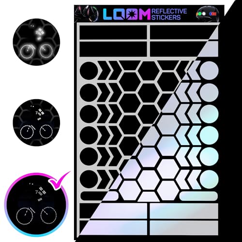 LOOM Reflective Stickers | 67pc Engineer Blk | Reflective Stickers for Helmet, Bike, Motorcycle, Hard Hat | Waterproof Reflectors for Car, Trailer | Bike Reflectors for Night Riding - color: Engineer_black
