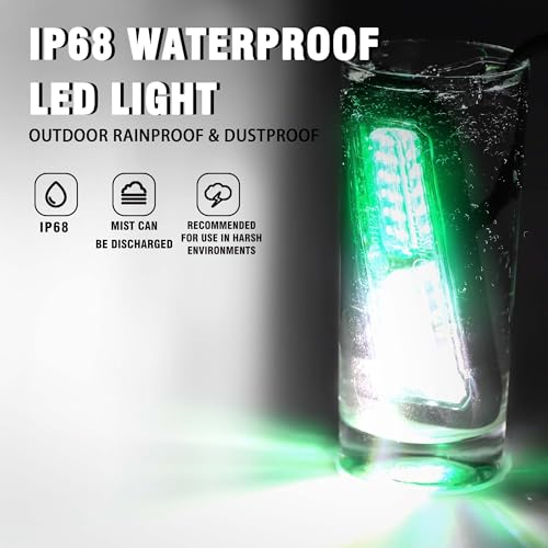 WINECO 8PCS LED Strobe Lights 12V Sync Feature Green White 12LED Emergency Hazard Warning Lights with Strobe Controller for Trucks Vehicles ATV RV Cars Van - color: GREEN WHITE
