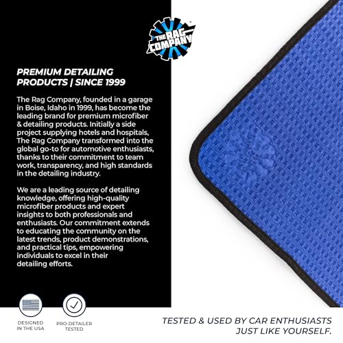 The Rag Company Dry Me A River, Professional Korean 70/30 Blend Microfiber Waffle-Weave Drying & Detailing Towels, Soft Suede Edges, 390 GSM, 20x40 Inches, Royal Blue, 2-Pack - color: Royal Blue, size: 20in x 40in