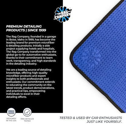 The Rag Company Dry Me A River, Professional Korean 70/30 Blend Microfiber Waffle-Weave Drying & Detailing Towels, Soft Suede Edges, 390 GSM, 20x40 Inches, Royal Blue, 2-Pack - color: Royal Blue, size: 20in x 40in