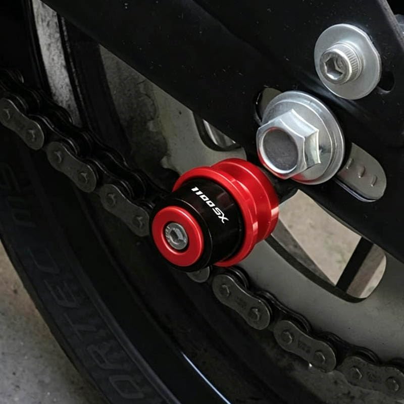 Compatible with Ninja1100SX SE Ninja 1100 SX SE Ninja 1100SX 2025 2026 Motorcycle CNC M8 Swingarm Spools Slider Stand Screws Sliders (Red) - color: Red