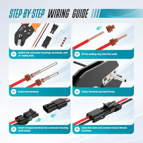 Weather Pack 2 Pin Connectors Kit 10 Sets Automotive Waterproof Electrical Connectors Sealed Male & Female Terminals with Removal Tool Fits 18–14 AWG for Car Truck Marine Motorcycle - size: 2pin 10sets/18-14AWG