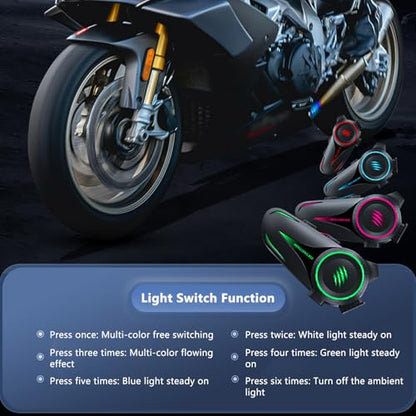 Sanpyl Bluetooth Motorcycle Helmet Headset, Wireless Helmet Headphones with AI Noise Canceling Mic, RGB Lights, 30H Playtime, for Riding