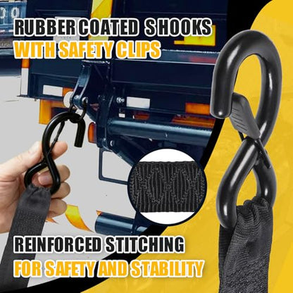 Ayaport Retractable Ratchet Straps 1.75in X 10ft, 4400lbs Break Strength, Heavy Duty Ratchet Straps Self Retractable Tie Down Straps with Hook & Soft Loops for Motorcycle, Cargo Trailer, Truck, 1PK - size: 1.75"x10'-1pc