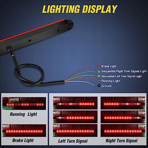 Nilight Trailer Light 16Inch 12 LED Red Running Brake Sequential Turn Signals Lights Waterproof Rear Maker ID Bar for 12V Boat Truck RV - color: 1Pc 16" Red 12LED