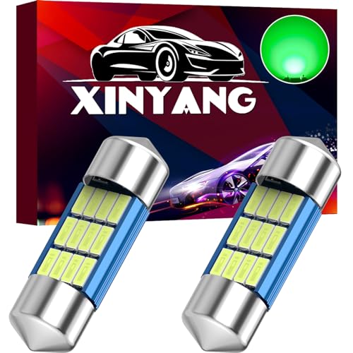 XINYANG 2PCS DE3175 Festoon LED Car Bulb 31mm 1.22in Canbus No Error LED Light Bulb Extremely Bright 12SMD 4014 Chipsets DE3021 LED Lamp for License Plate Dome Map Door Courtesy Lights,Green - color: Green, size: DE3175 31mm