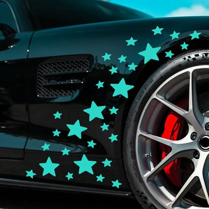 30pcs Star Vinyl Decal for Cars, High Intensity Reflective DIY Stickers for Window Bumper Mirror Laptop Decals Waterproof Night Safety Sign Car Stickers (Mint Green) - color: Mint Green