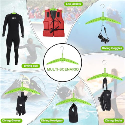 Wetsuit Hanger, Gimilife Surfing & Scuba Diving Accessory, Perfect to Dry Wetsuit Drysuit Life Jacket or BCD, Quick Dry Foldable & Vented Dryer for Wetsuite Dry Suit（1 PCS ） - color: Green