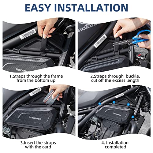 ROCKBROS Triangle Side Bag - EVA Hard Shell Motorcycle Storage Bags, Water-resistant Tail Bag 2Pcs - color: Black