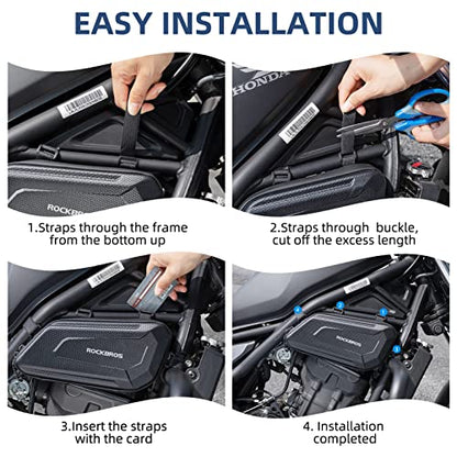 ROCKBROS Motorcycle Crash Bar Bags EVA Hard Shell Waterproof Dirt Bike Tool Bag - color: Black-right