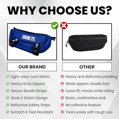 Waterproof Dirtbike Handlebar Bag | Compact Motorcycle Handle Bar Storage Pouch | Universal Fit Dirt Bike Bag for Trail & Adventure Riding | Durable Surron Bar Bag - Blue - color: Blue