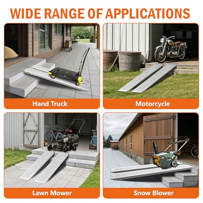 Aluminum Shed Ramp 2PCS, 880 LBS Capacity 59.8" x 8.5" Loading Ramps, Lightweight Sturdy Anti-Slip Ramps with Punch Plate Surface for Lawn Mower, Bike, Hand Truck, Motorcycle - size: 880 lbs - 59.8" L