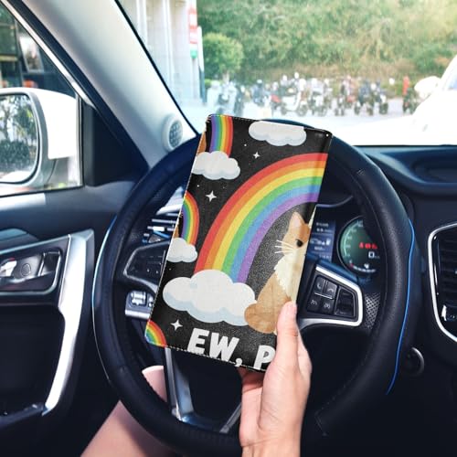 GuoChe Pu Leather Registration and Insurance Card Holder Men Women Document Wallet for any Car, Truck, Motorcycle, Trailer or Boat Rainbow Maine Coon Ew People Fantasy Creature Cat - color: 24