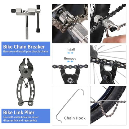 Bike Tool Kit, Professional Bike Repair Tools for Mountain Bike with 3-in-1 Cassette Remover Wrench Crank Puller Extractor Bottom Bracket Freewheel Remover Chain Breaker - color: 10 Pcs