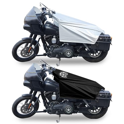 GARGOYLE BELLS Motorcycle Cover Seat Shade Cover Bike Covers Lightweight Half Covers Outdoor Sun Protection All Season Fits Various Motorcycle Models-2 Pack - color: Silver+Black With Skull, size: M