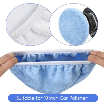 6 PCS Car Polishing Pads, 10 Inch Microfiber Wool Coral Fleece Buffing Pads for Orbital Polisher, Wax Applicator Pad for Vehicle Detailing, Waxing and Cleaning Microfiber, Wool, Coral Fleece